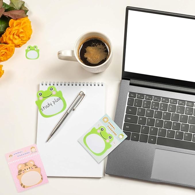 Frog Sticky Notes Kawaii Frogs Sticky Notes Sets, Aesthetic Cute Small Frog Sticky Notes Mini Animal Self-Stick Notes Pads for Frog Lovers Office School Creative Gifts 8Packs(160 Sheets)