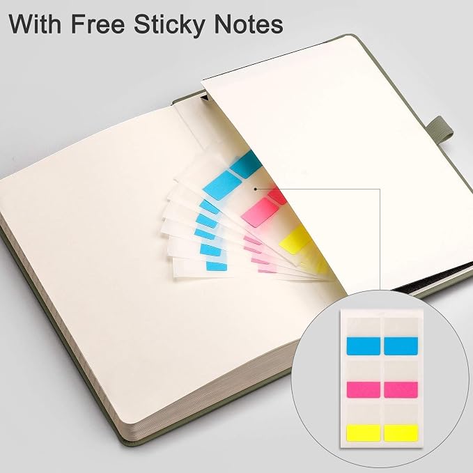 EMSHOI A5 College Ruled Notebook, 256 Numbered Pages 120GSM Ink-Proof Faux Leather Hardcover Lay-Flat Lined Journal for Work Office School Travel Writing, Small 5.75" x 8.38", Green