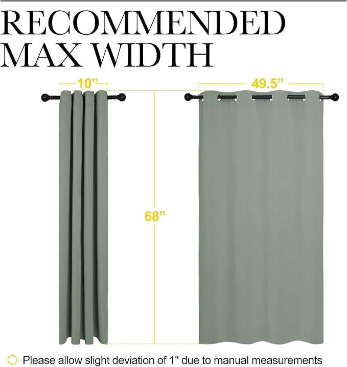 NICETOWN Bedroom Curtain Panels Blackout Draperies, Thermal Insulated Solid Grommet Blackout Curtains/Drapes (Sage Green, 1 Pair, 55 by 68-inch)