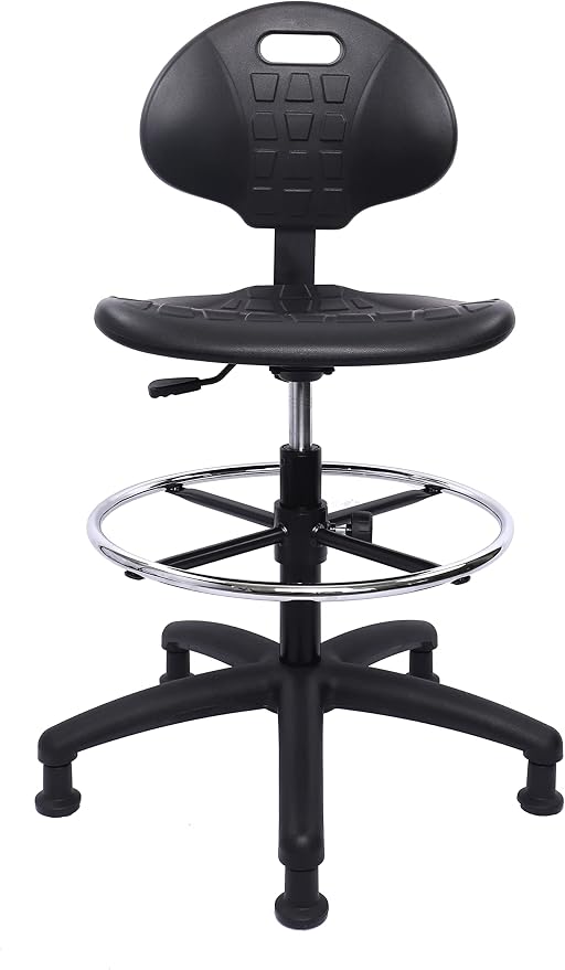 ESD Anti Static Ergonomic Polyurethane Chair Adjustable Height Heavy Duty Easy to Clean for Research, Laboratory and Cleanroom (Glides, Tall Stool)