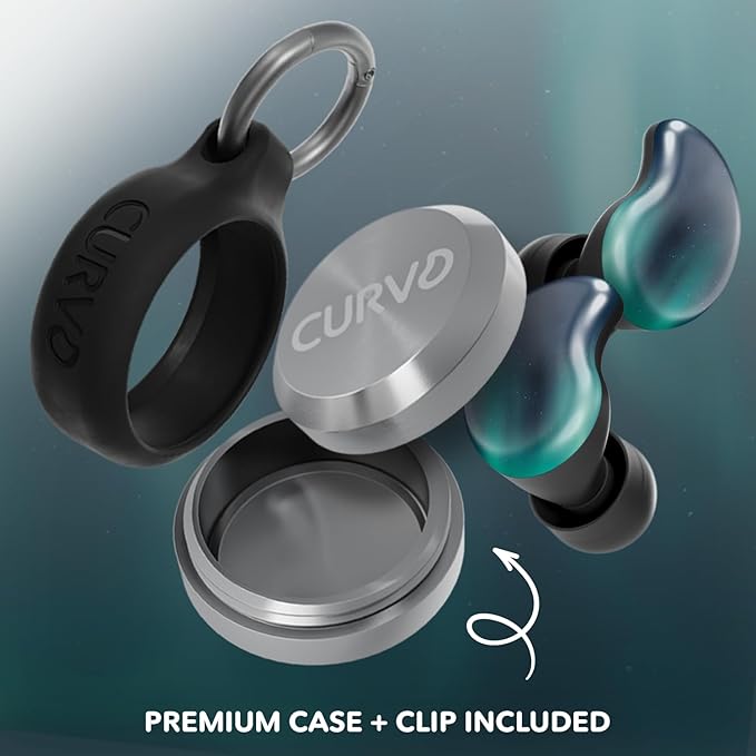 CURVD Cliq Noise Cancelling Ear Plugs – Reusable Concert Earplugs for Noise Reduction with Swappable Covers, 5 Tip Sizes & Travel Case. Stylish, Comfy, and Customizable Protection