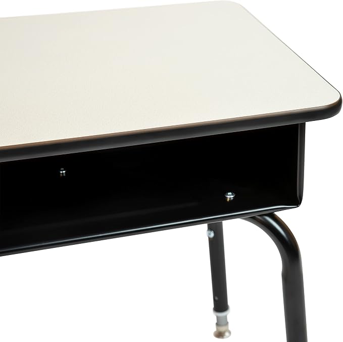 Flash Furniture Billie Student Desk - Gray Open Front Metal School Desk - 24"W x 18"D Adjustable Height, Durable Desk for School or Remote Learning, Set of 5