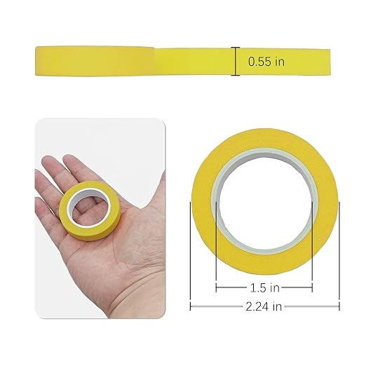 UMETDO 8PCS Colored Masking Tape - Yellow Painters Tape, Tape for Kids Art Supplies, Great for Crafts, Labeling, DIY Decorative, 1/2 Inch Colored Tape Rolls- Tiny Size