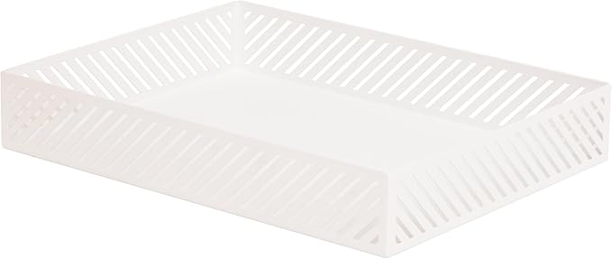 Mind Reader Metal Letter Size Paper Tray, Desktop Document Organizer with Non-Slip Pads, Office Desk Accessory Tray, Metal, White