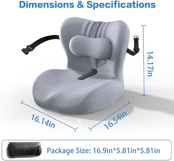 Memory Foam Seat Cushion for Office Chair,Sciatica Pain Relief Coccyx Cushion for Tailbone Pain,Orthopedic Gel Seat Cushion for Car,Non-Slip Bottom and Breathable Cover(Grey)