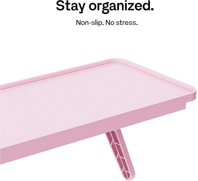 Pixio 12 inch Pink Monitor Storage Top Shelf - Adjustable Platform, Universal Fit, Holds Up to 13lbs, Works on TV, Flat, Curved Monitors, Storage for Webcams, Clocks, Phone, Figures