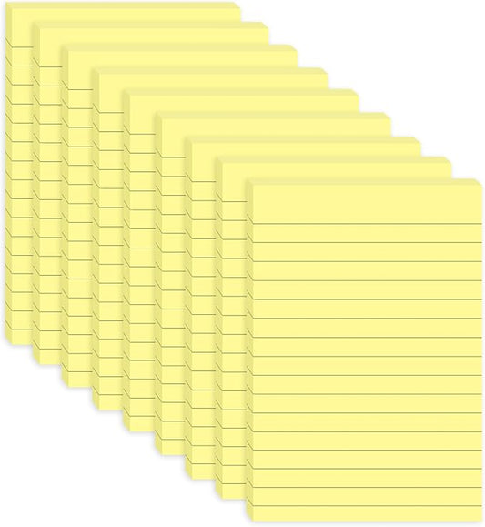 9 Pack Lined Sticky Notes 4x6 in Post, Yellow Large Notepads with Lines, Strong Adhesive, Self-Stick Pads for Office, Home, School