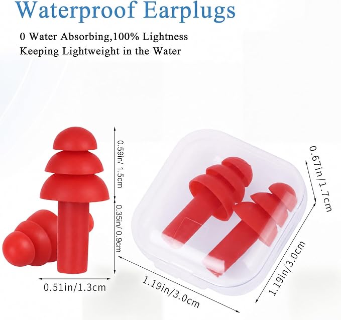 24 Pairs Red Ear Plugs Bulk NRR 29dB Reusable Silicone Ear Plugs with Plastic Cases Soft Foam Plug for Sleeping Noise Cancelling Concerts Shooting Swimming Noise Reduction