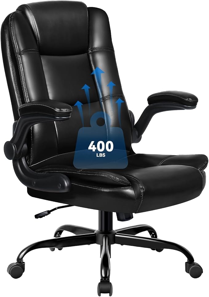 VITESSE Ergonomic Office Chair, Big and Tall Executive Office Chair | Office Chair with Flip-up Armrests,High Back Lumbar Support Home Computer Desk Chair, Heavy and Duty Computer Chair (Black)