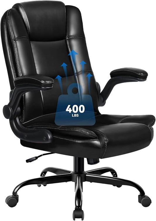 VITESSE Ergonomic Office Chair, Big and Tall Executive Office Chair | Office Chair with Flip-up Armrests,High Back Lumbar Support Home Computer Desk Chair, Heavy and Duty Computer Chair (Black)