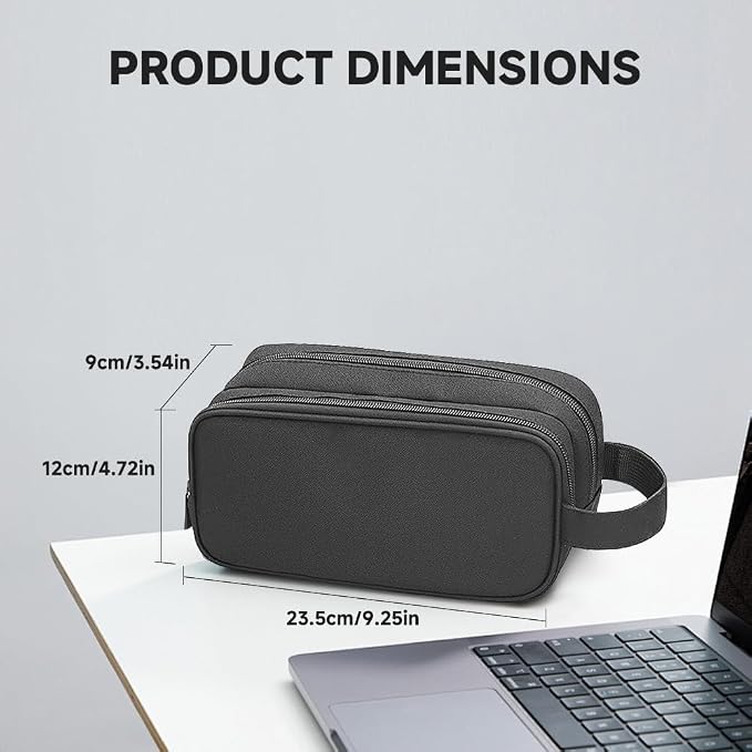 Teskyer Cable Organizer Bag, Travel Electronics Accessories Organiser, Protable Tech Pouch for Phone Chargers, Cables, Flash Drive, Power Bank, Hard Drive, Dark Grey, 23.5 x 12 x 9 cm, Double-Layer
