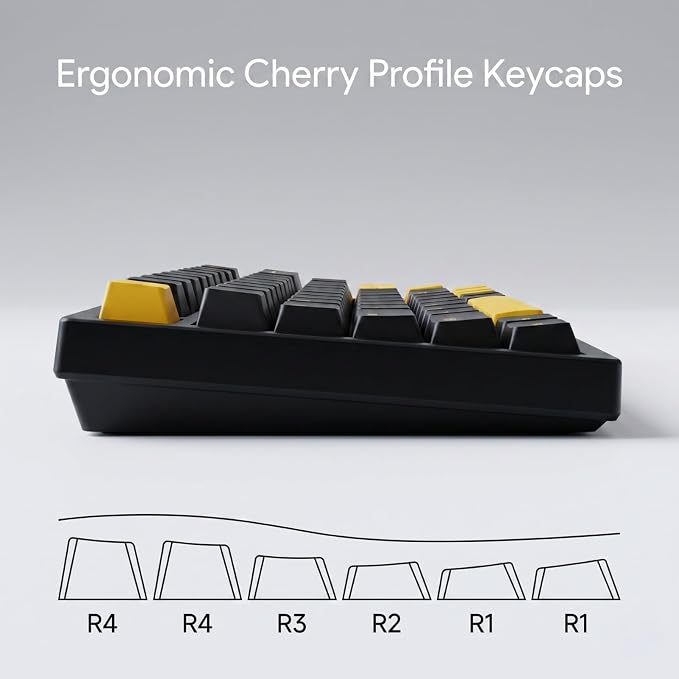 126 Keys PBT Keycaps, Black Grey Orange Double Shot Keycap Set, Cherry Profile Custom Keycaps for Mechanical Keyboard, MX Switches Compatible, Full Size TKL 75% 65% 60% Keyboard Keycaps