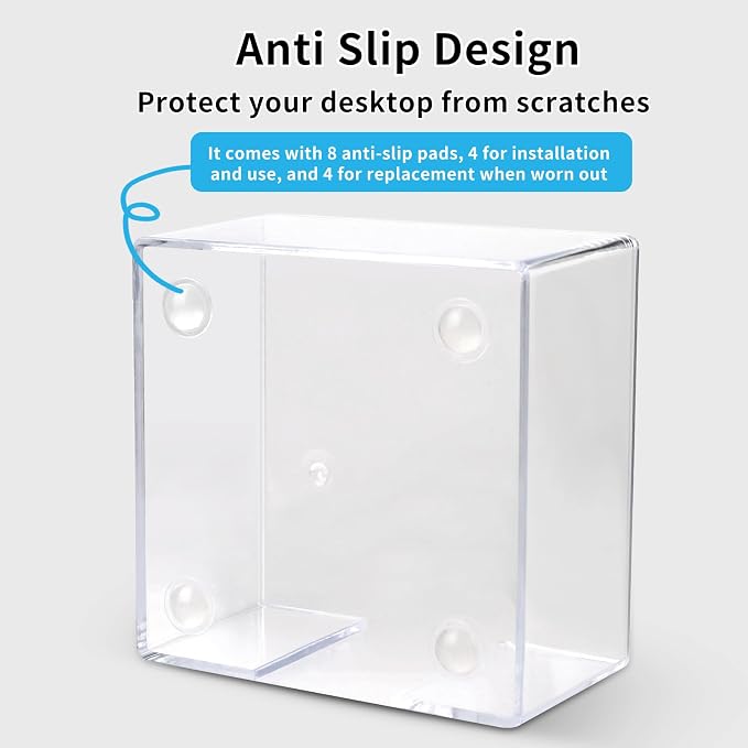 Acrylic Sticky Note Holder, 3 x 3 Inch Post It Note Holde | Clear Cute Post It Note Dispenser, Thick Notepad Holder, Acrylic Desk Organizer for Office, Home, Dorm, Classroom Desk