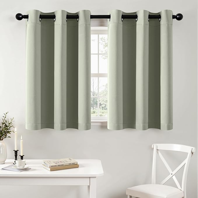 MIULEE Blackout Curtains for Bedroom Living Room 2 Panels, Thermal Insulated Room Darkening Drapes Grommet Noise Reducing Light Blocking Window Treatments 36 Inches Long 40x36 Inch Sage Green