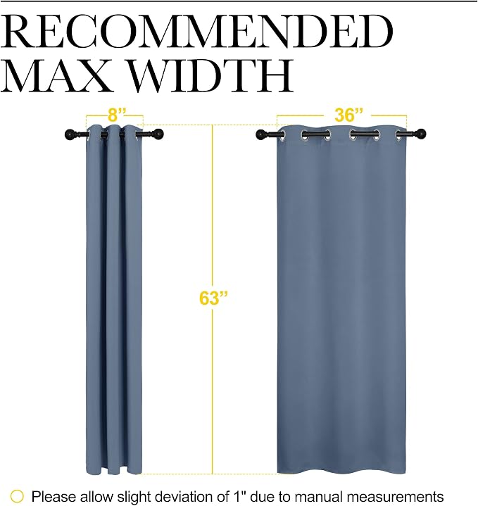 NICETOWN Kitchen Blackout Window Curtain Panel Home Fashion Thermal Insulated Solid Grommet Room Darkening Drape for Apartment (Stone Blue, 1 Panel, 42 by 72 inches Long)