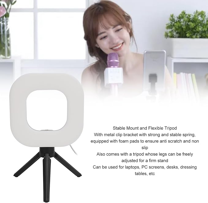 Video Conference Lighting Kit, 1500LM 10 Brightness Level 5 Color 72 LEDs Rings Light, Clip On Laptop Lamp with Tripod for Live Streaming Makeup