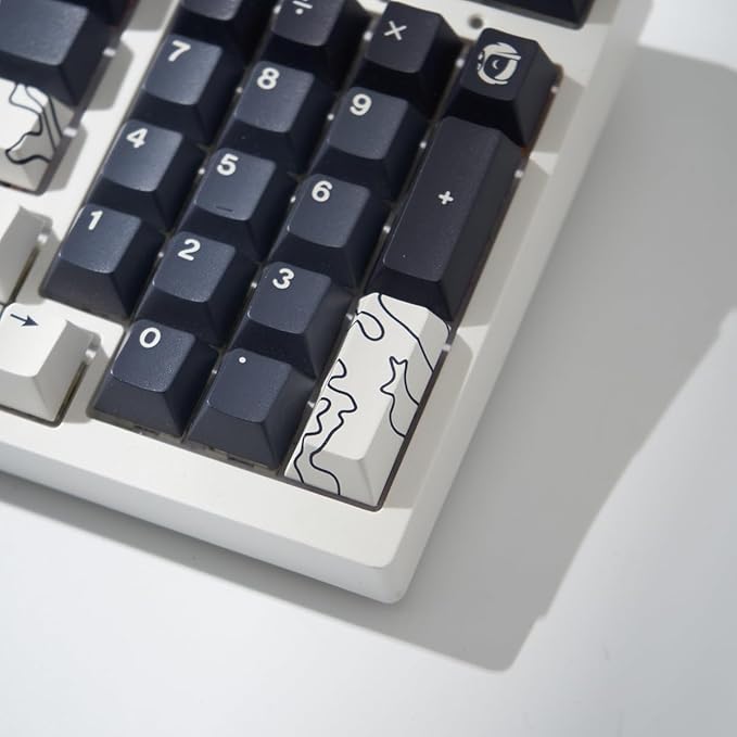 4pcs Keycaps, White Topographic Keycaps PBT Keycap Cherry Profile Dye-Sublimation Space Bar 6.25U ESC Enter Custom Keycap Set for Mechanical Keyboard Caps Desktop Computer Keyboards