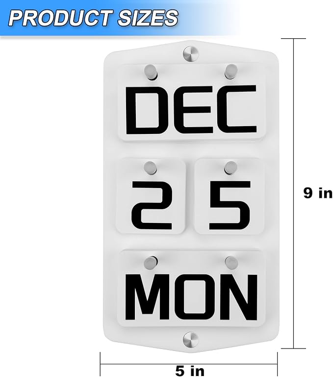 Wall Mount Acrylic CalendarCalendar, Perpetual 2026 Daily Display Calendar, Reusable Yearly Wall Standing Calendars with Wall Hook for Home Office Decor Desk Accessories (White)