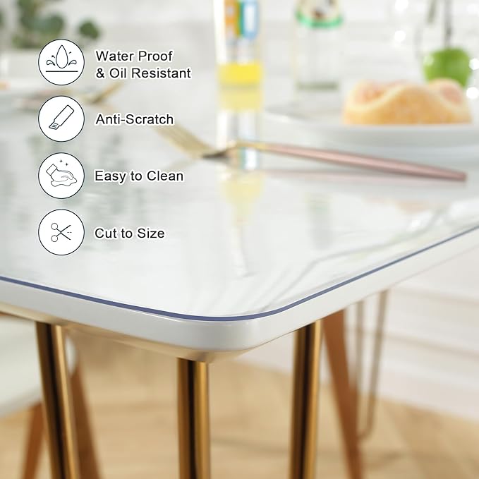 LovePads Makeup Mat for Vanity, 14 x 24 Inch Vanity Mat, Dual-Sided Desk Protector Pad- Easy to Clean and Waterproof Vanity Accessories for Craft Table, Nail Art Table, Dresser Top (Clear)