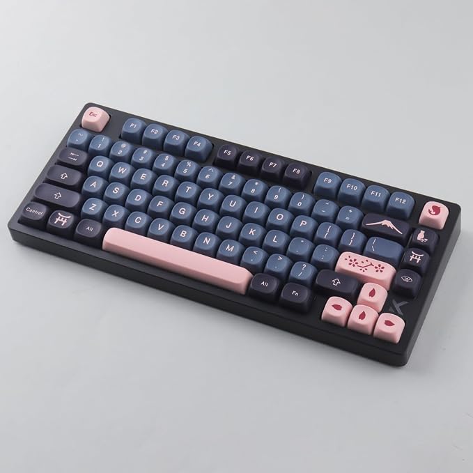 Tsungup Cherry Blossom MOA Keycaps-Pink Sakura,129 Keys Cute PBT Custom Keycaps 100 Percent,Dye Sub Key Caps Keyboard Keycap Set for MX Switches Mechanical