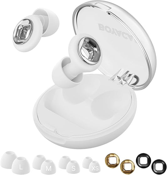 Ear Plugs for Sleeping Noise Cancelling, 45dB Reusable Earplugs for Noise Reduction, Hearing Protection Ear Plugs with 8 Ear Tips, Soft Silicone Earplugs for Sleep, Concerts, Snoring, Study (White)
