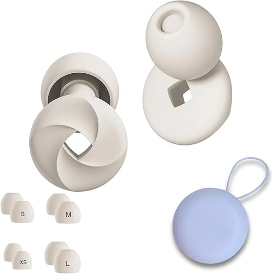 Reusable Silicone Earplugs upto -33dB Noise Cancelling, Eco-Friendly Plugs for Sleeping, Studying, Travel, Work, Concerts, Meditation – 4 Sizes for Perfect Fit, Includes Carry Case for Storage