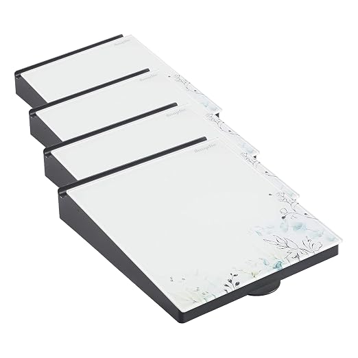 ECR4Kids MessageStor Dry-Erase Glass Board Memo Station, Desk Organizer, Botanical (Pack of 4)