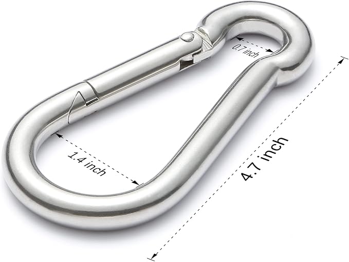 sprookber Stainless Steel Spring Snap Hook Carabiner - 304 Stainless Steel Caribeener Clips, Set of 6