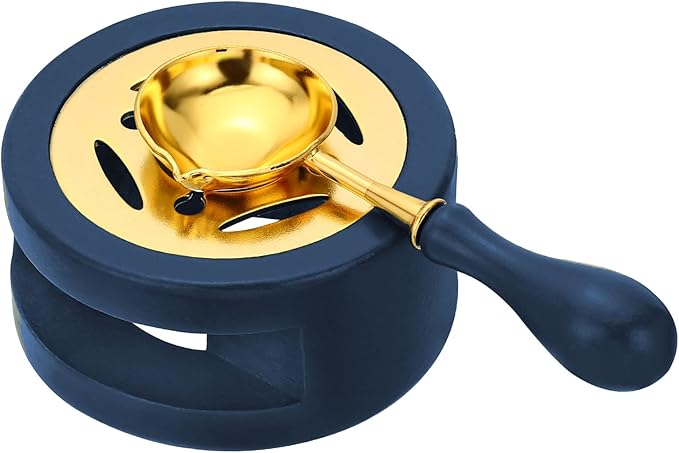 PATIKIL Wax Seal Kit, Seal Warmer With Melting Spoon, Retro Melt Stove Pot Furnace Tool for Sealing Beads Stamp Letter Envelope, Blue