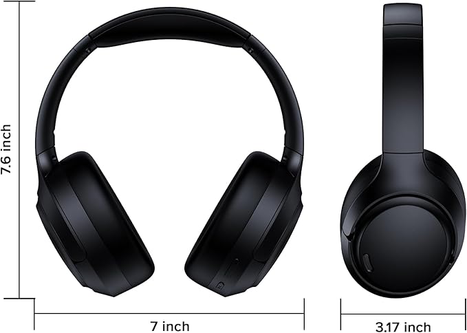 Hybrid Active Noise Cancelling Headphones Wireless, 120Hrs Playtime, 6 ENC Clear Mic, Over Ear Bluetooth Headphones with Hi-Res Audio Comfort Earcup Foldable ANC Headphone for Travel Game Home Office