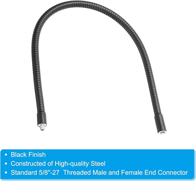 PATIKIL 20" Gooseneck, 2 Pcs 1/4"-20 Female to Male Thread Metal Universal Hose Flexible Arm Gooseneck Tube Extension Holder for Action Camera, Phone, Microphone, Black