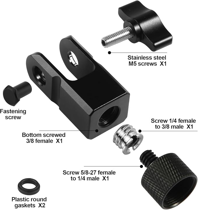 Microphone Mount Adapter for Hyperx Quadcast with 3/8" or 1/4" Screw Adapter, Works with HyperX QuadCast Microphone Stand & Boom Arm Durable Replacement Accessory for Mic (Black)