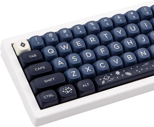 MOA Keycaps 126 Keys PBT Keycaps Dye-Sublimation Custom Keyboard Key Caps Set for Cherry Gateron MX Switches Mechanical Keyboards, Black Blue Space Theme Key Caps