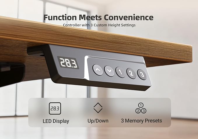 YDN Electric Standing Desk, 55 x 24 Inches Adjustable Height Stand up Desk with Cable Management, Home Office Desks with Splice Board & Frame, Rustic Brown Top