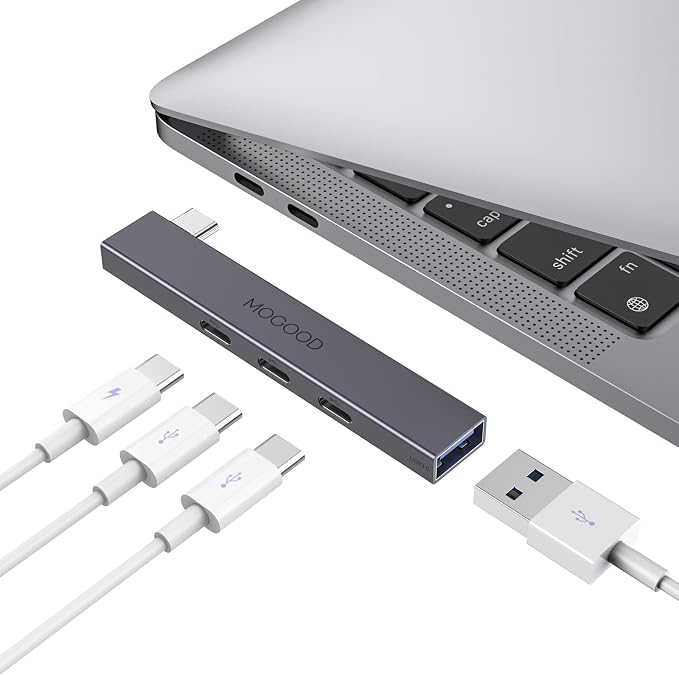 MOGOOD USB C Hub USB C Splitter for Laptop(Monitor NOT Supported),Type C Multiport Adapter with 60W Power Delivery for MacBook Quest3(Would't Charging Over 60W)