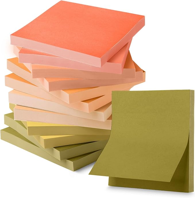 Mr. Pen- Sticky Notes, 3"x3", 12 Pads, 600 Sheets, Autumn Earth | Sticky Notes Bulk, Self-Stick Note Pads, Perfect for Office, School, Home, Study & Organization
