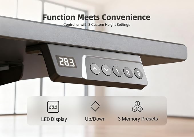 YDN Electric Standing Desk Adjustable Height, 63 x 24 Inches Stand up Desk with Cable Management, Home Office Desks with Splice Board & Black Frame, Black Top