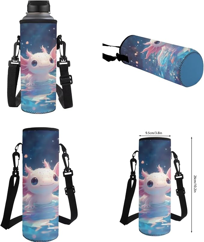 Ystardream Kids School Backpack with Lunch Box Aesthetic Axolotl Backpack for Girls Elementary School Large Rucksack Daypack with Pencil Case,Water Bottle Sleeve 4 Piece School Supplies for Boys Girls