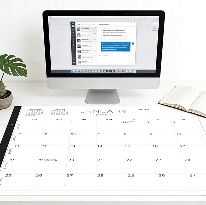 2026 Desk Calendar Large 22x17 – Desk Top Calendar 2026 with plastic cover