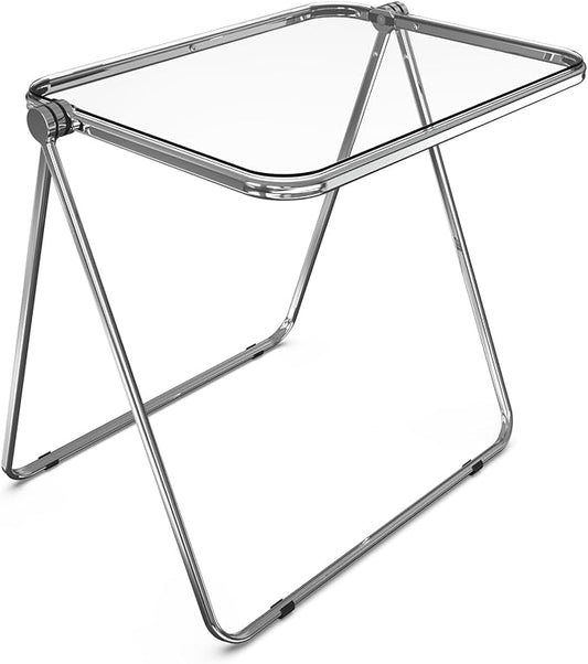 VINGLI Folding Acrylic Table Small TV Tray for Snack Dinner on Couch, Tiny Foldable Desk Writing Desk for Home Office for Small Spaces