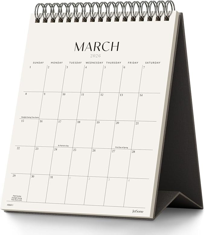 Jotsome Desk Calendar 2026-2027, Small Standing Flip Desktop Calendar From Now to June 2027 for Home and Office, Easy Organizing, Gift for the Holidays (Black, Small)