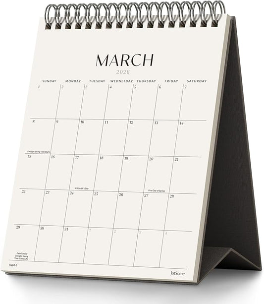 Jotsome Desk Calendar 2026-2027, Small Standing Flip Desktop Calendar From Now to June 2027 for Home and Office, Easy Organizing, Gift for the Holidays (Black, Small)