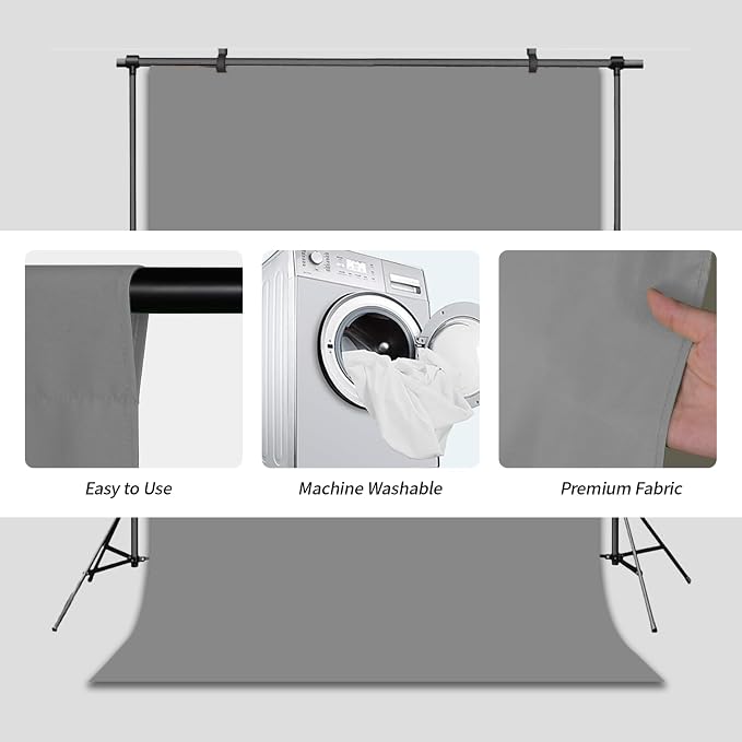 Grey Backdrop Background for Photography Photo Booth Backdrop for Photoshoot Background Screen Video Recording Parties Curtain 5x7FT