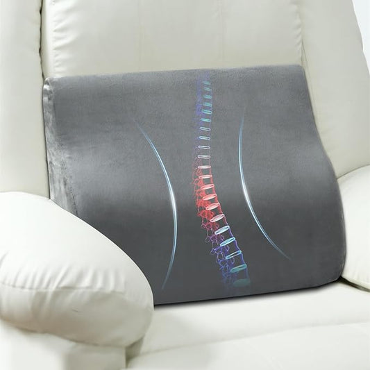 Lumbar Support Pillow for Recliner and Couch, Ergonomic Back Support Pillow | Dual-Layer Memory Foam, Soft Velvet Cover, Lower Back Pain Relief, Back Cushions for Recliner, Sofa & Gaming Chair