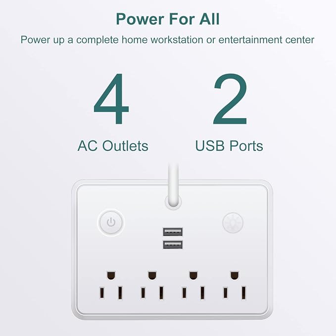 LED Desk Lamp, Power Outlet with Dimming Night Light Desk Light,Table Lamps 3 Lighting Modes Desktop Charging Extension Lead 4 AC Power Outlet and 2 USB Charging Ports for Travel Home Office