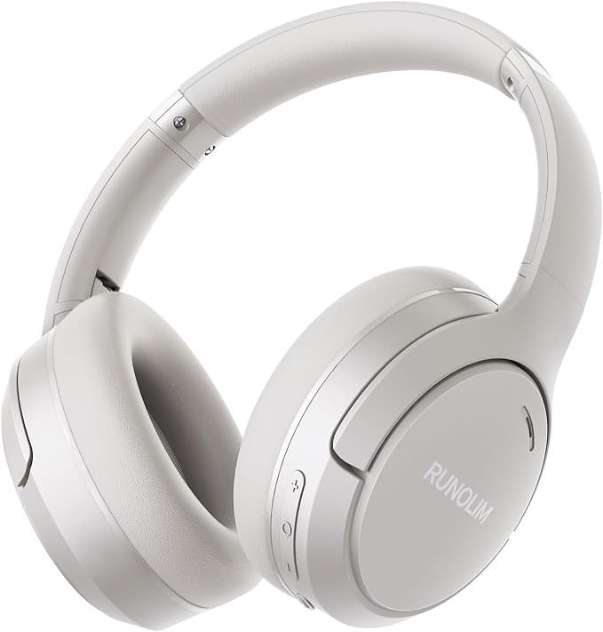 RUNOLIM Hybrid Active Noise Cancelling Headphones, 100H Playtime, Built-in Microphone, Bluetooth Wireless Over Ear Foldable Headphones with HiFi Audio, Home Travel Office