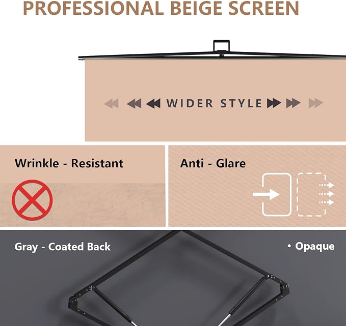 【Wider Style】 RAUBAY 78.7 x 82.7in Large Collapsible Beige Backdrop Screen Portable Retractable Panel Photo Nude Background with Stand for Video Conference, Photographic Studio, Streaming