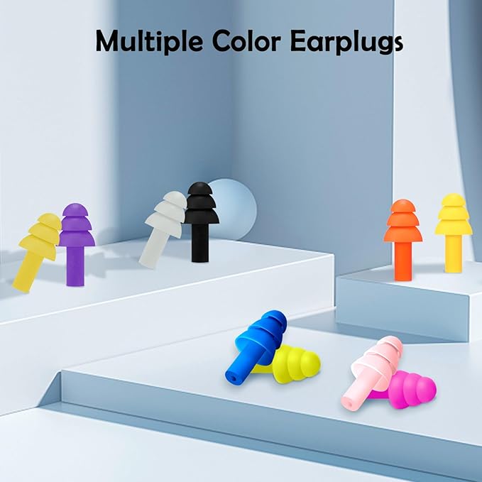 100 Pairs Ear Plugs for Sleeping Noise Cancelling, 10 Colors Reusable Silicone Sound Blocking Earplugs, Waterproof Noise Reduction Ear Plugs for Shooting, Swimming, Concerts, Snoring