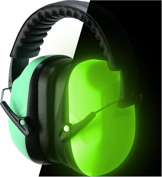 ProCase NRR 28dB Noise Reduction Ear Muffs, Foldable Adjustable Passive Noise Cancelling Headphones for Adults Kids Autism, Hearing Protection for Shooting, Construction, Mowing, Studying -Luminous