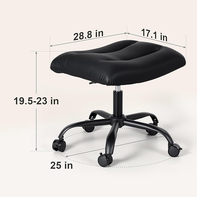 Frassie Mobile Gaming Office Footrest Stool Under Desk Multi-use Height Adjustable Rolling Foot Stool Rest Ottoman (Black)
